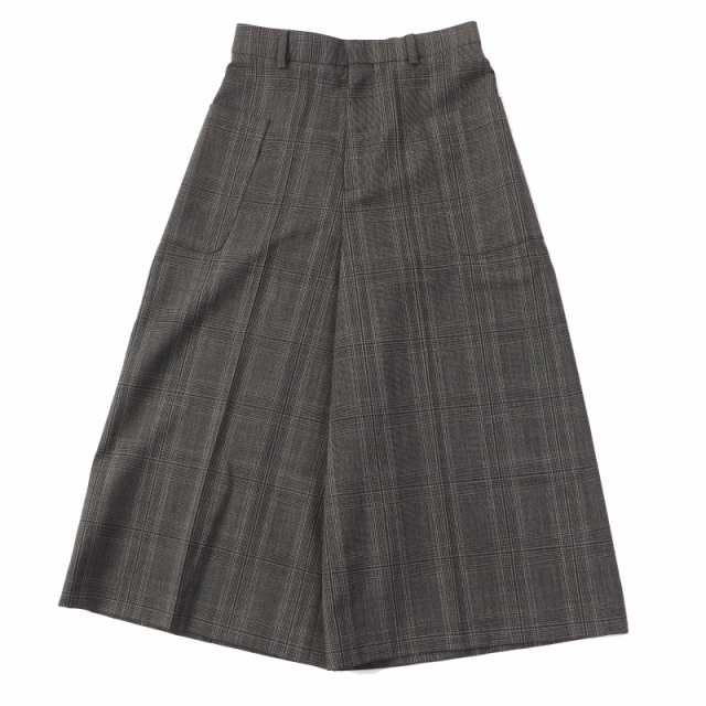 極美品 CELINE セリーヌ 2P286942H CULOTTES IN PRINCE OF WALES グレンチェック クロップド ワイドパンツ 茶 34 伊製 正規品 レディース