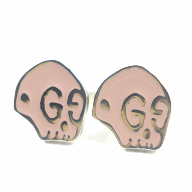 美品▼GUCCI グッチ GHOST ゴースト AG925 スカル ドクロ ダブル リング・指輪 ピンク シルバー 11 箱・袋付 伊製 重量29.0g レディース