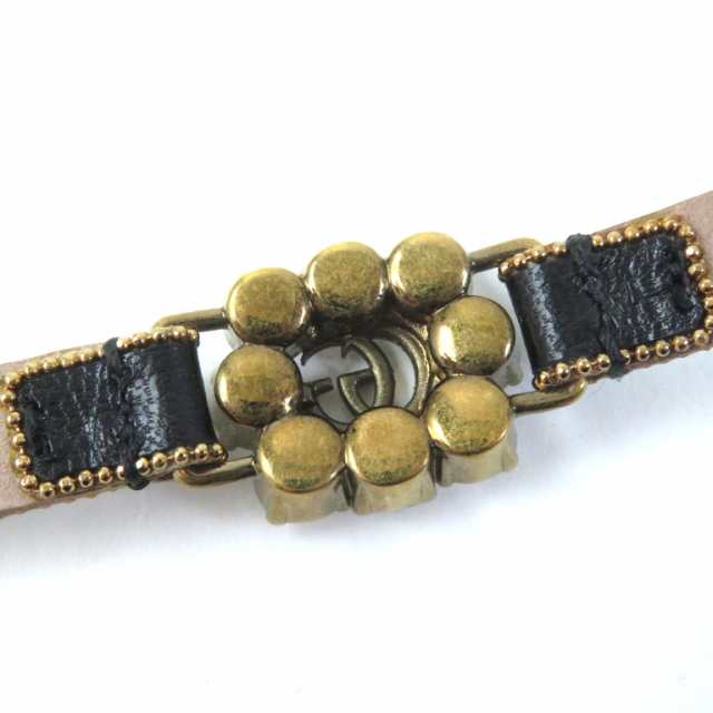 極美品☆GUCCI グッチ 648722 レザー ダブルG ラインストーン