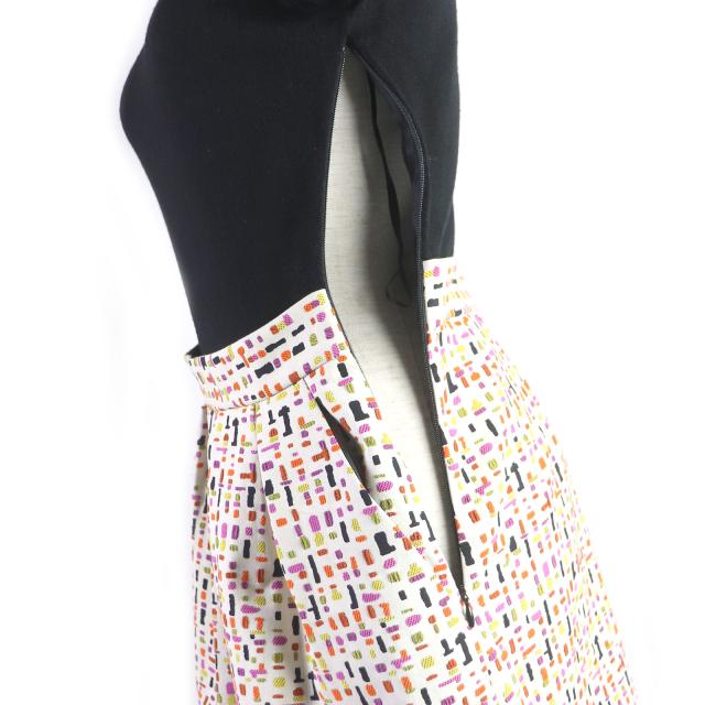 未使用品□PAULE KA ポールカ ニット切り替え ジャガード 総柄 半袖ワンピース ドレス ブラック マルチカラー 36 正規品 レディース 未使用品□PAULE KA ポールカ ニット切り替え ジャガード 総柄 半袖