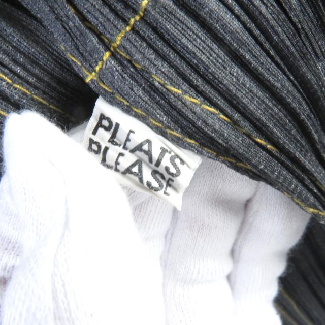 極美品□プリーツプリーズ イッセイミヤケ PP75-JG021 デニム風デザイン ステッチ ミディ丈 プリーツスカート ブラック 1 日本製 正規品の通販は