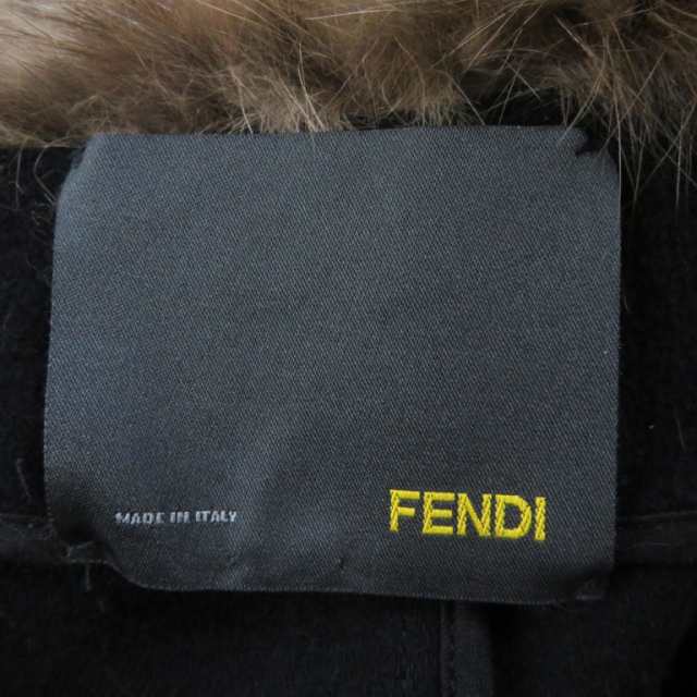 美品◎FENDI フェンディ カシミヤ混 ロシアンセーブルファー使い 超ロングコート ブラック ブラウン 40 イタリア製 レディース｜au PAY  マーケット