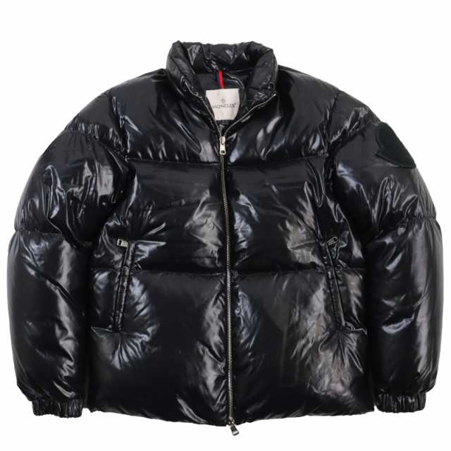 美品●MONCLER モンクレール 18-19AW FRIESIAN ロゴプリント ダブルジップ スタンドカラー ダウンジャケット ブラック 1 正規品 メンズ