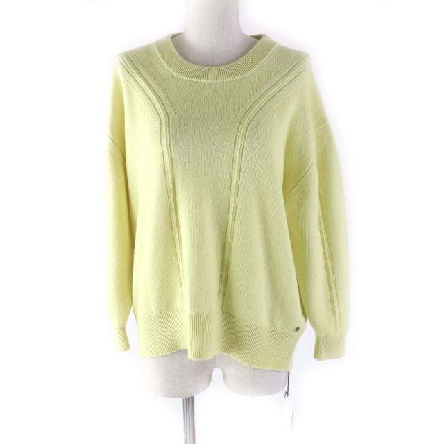 未使用品★エルメス 2022AW 2H2603D1 カシミヤ100％ セリエボタン付 長袖 オーバーサイズ セーター/ニット イエロー 38 英国製 正規品