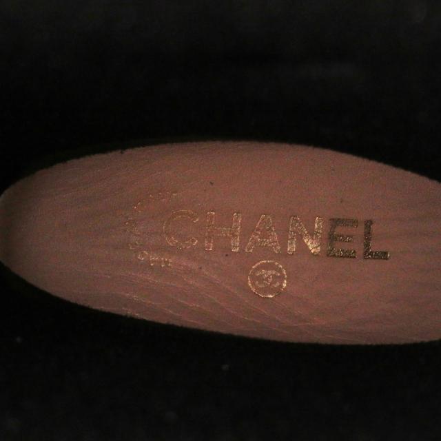 良品◎CHANEL シャネル ココマーク付きカメリア ローヒール ベロア