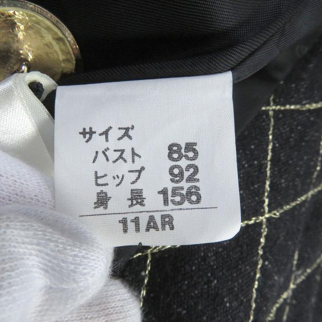 極美品□LEONARD レオナール シルク キルティング ロゴ刺繍入り 金ボタン シングル デニム テーラードジャケット ブラック 85-92-156/11AR