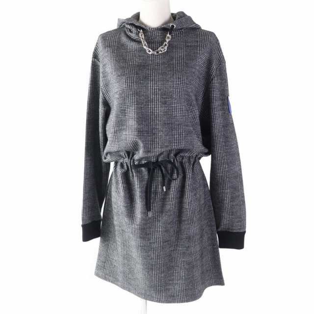 極美品◎ルイヴィトン 23AW 1AC3MF プリンスオブウェールズフーディドレス グレンチェック柄 ワンピース 灰 黒 M 正規品