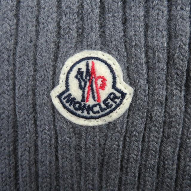 MONCLER グレー マフラー ウール100% フリンジ付き ウール100