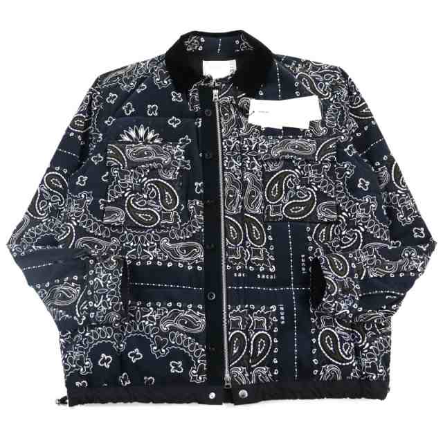 未使用品○サカイ 23AW 23-03152 M Bandana Quilted Jacket ペイズリープリント 中綿入り ジャケット 紺系 2 日本製 正規品