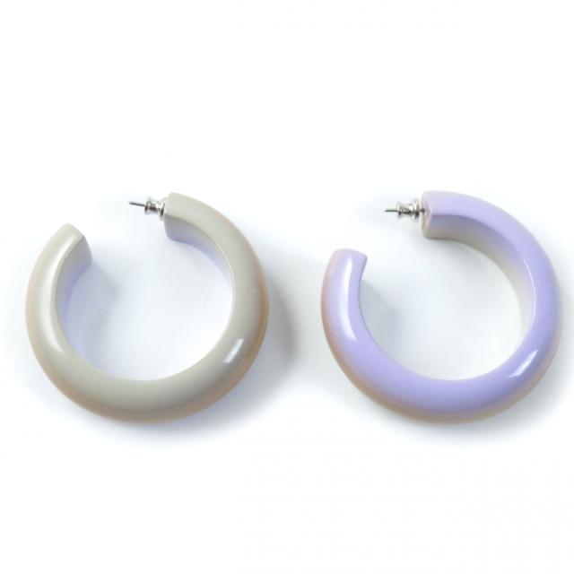 Lilas グラデーションパールスモールフープピアス K10（両耳） ワイド