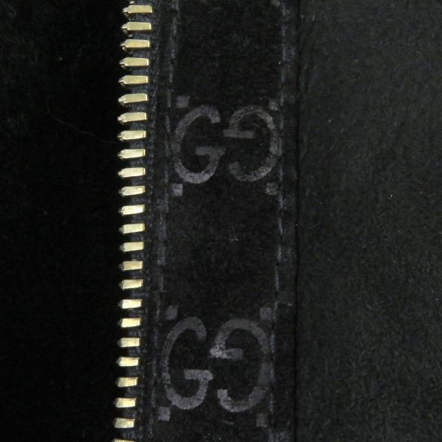 良品□グッチ GG柄 ロゴブローチ付き フォックスファー ラムレザー  