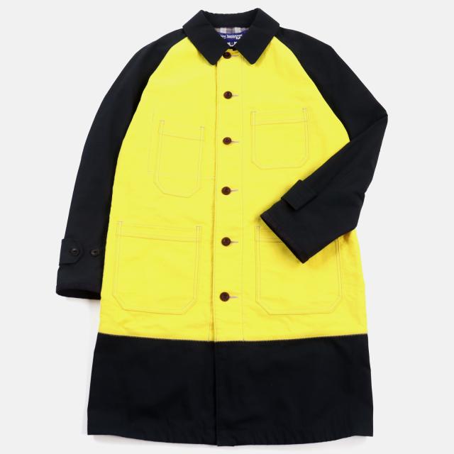 美品○ジュンヤワタナベコムデギャルソン WE-C002 コットンギャバ モールスキン 異素材ドッキング ワークコート 紺 黄 S 日本製 正規品の通販は 22,649円