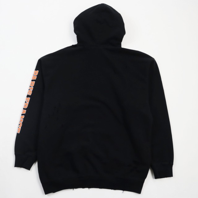 良品●BALENCIAGA バレンシアガ 22SS 570811 BBロゴプリント ダメージ加工 プルオーバー フーディ スウェットパーカー 黒 XS 正規品の通販は