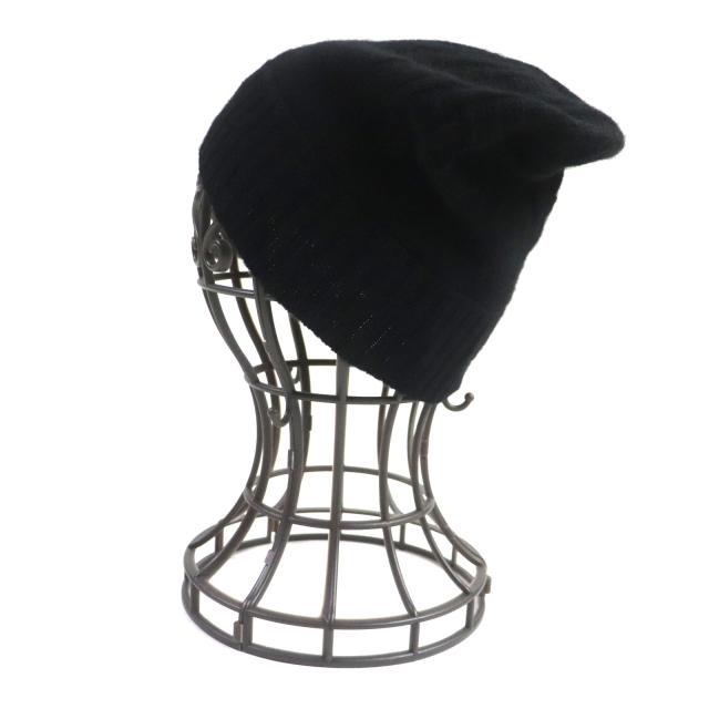 美品▽HERMES エルメス カシミヤ100% Hロゴ編み ビーニー 帽子 ニット  