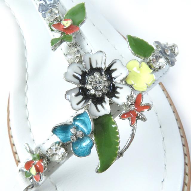 未使用品△ツルバイマリコオイカワ Minty レザー フラワージュエル  