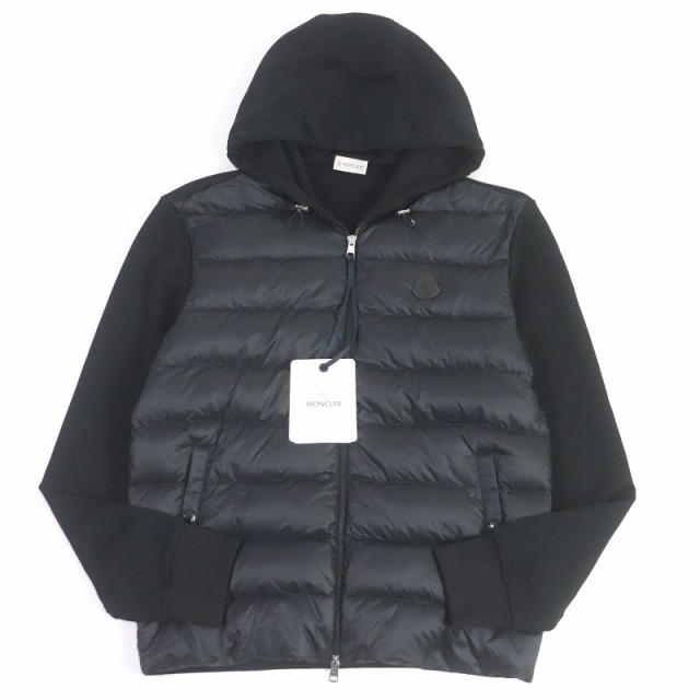 未使用品□MONCLER モンクレール 2023年製 FELPA APERTA CON CAP ダウン切替 WZIP ジップパーカー ブルゾンジャケット ブラック L 正規品