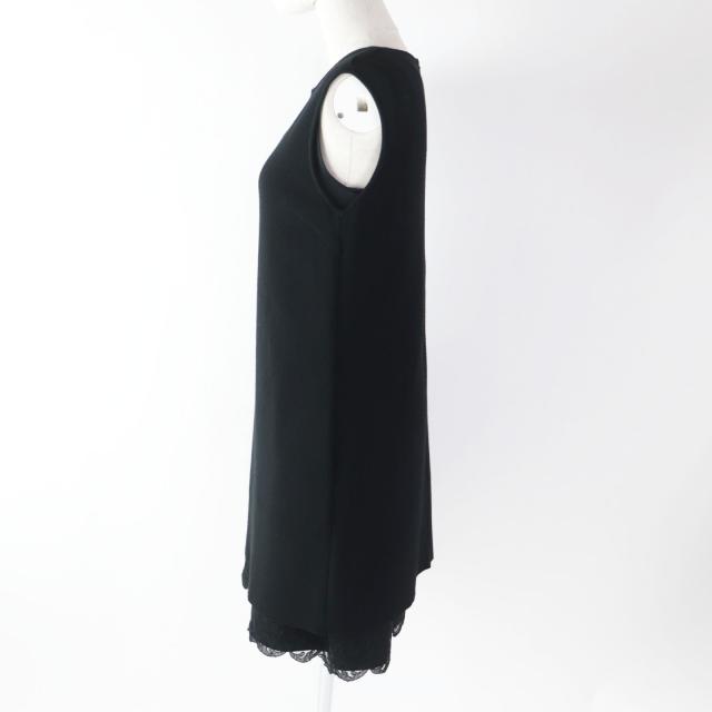 美品★FOXEY/フォクシーレイヤード 裾レース ノースリーブ ワンピース38 美品☆FOXEY/フォクシーレイヤード 裾レース ノースリーブ