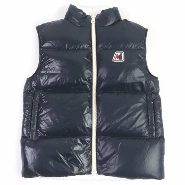 極美品□MONCLER モンクレール 2020年製 MONGINEVRO GILET ロゴラバーワッペン ダブルZIP ダウンベスト ジレ ネイビー 1 正規品 メンズ