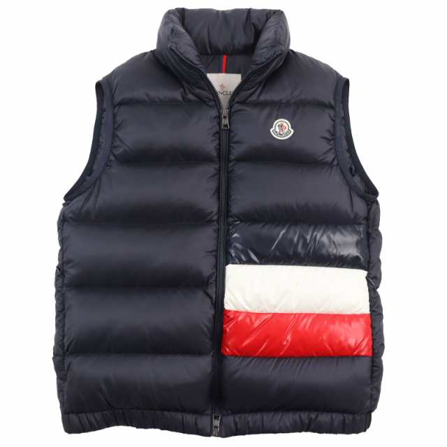 美品●MONCLER モンクレール 2019年製 SOVEX ロゴワッペン付き トリコロール ダウンベスト ネイビー 2 正規品 メンズ 秋冬おすすめ◎