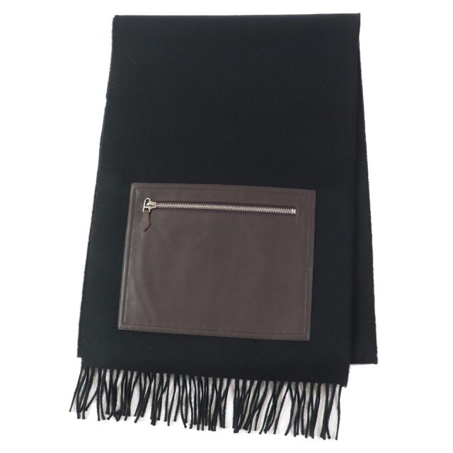 HERMÈS エルメス　カシミヤ100% マフラー ブラック＆グレー エルメス HERMES マフラー カシミヤ100% ブラック グレー HERMES