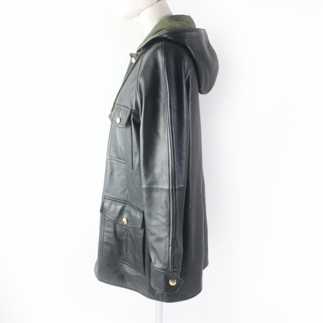 美品★セリーヌ 23AW 2D493151T プロンジェ ラムスキン オーバーサイズ パーカー ブラック 34 伊製 正規品 レディース_2