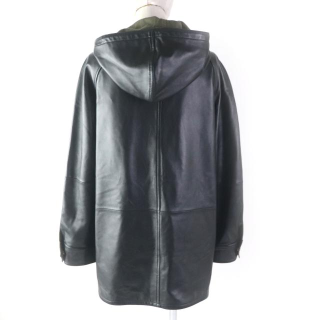 美品★セリーヌ 23AW 2D493151T プロンジェ ラムスキン オーバーサイズ パーカー ブラック 34 伊製 正規品 レディース_3