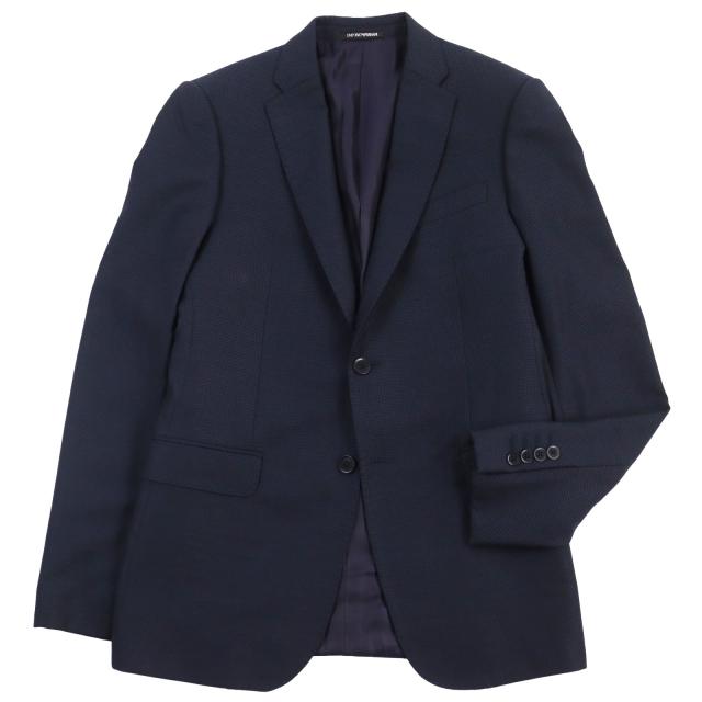 美品●EMPORIO ARMANI エンポリオ アルマーニ 2020年製 M LINE シルク混 黒タグ シングル テーラードジャケット ネイビー 44 正規品の通販はテーラードジャケット