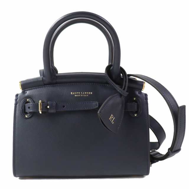 美品△RALPH LAUREN ラルフローレン WACLBAG0G520025410 カーフスキン ミニ RL50 ショルダーバック ハンドバッグ ネイビー