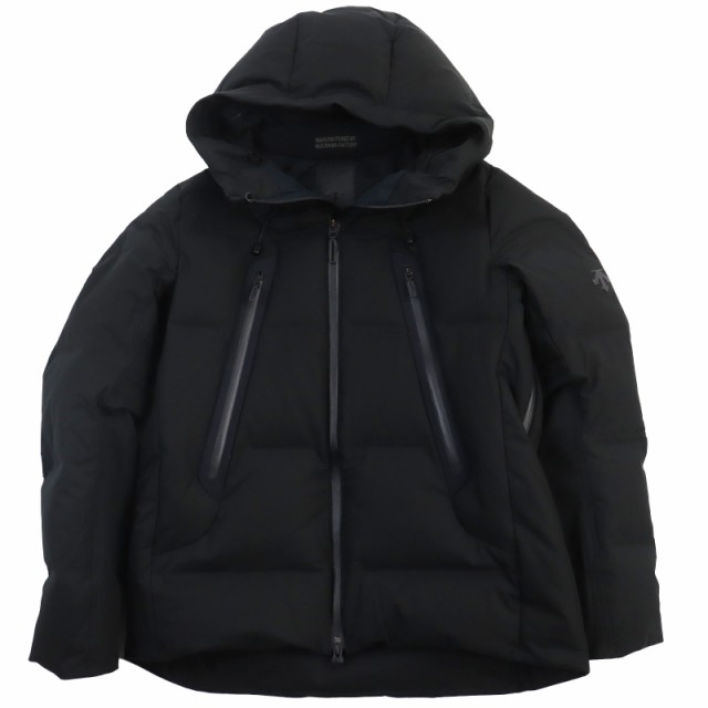 美品●DESCENTE デサント DX-G2671ED ALLTERRAIN オルテライン 水沢ダウン ロゴパッチ付 フーデッドダウンジャケット 黒 S 日本製 正規品