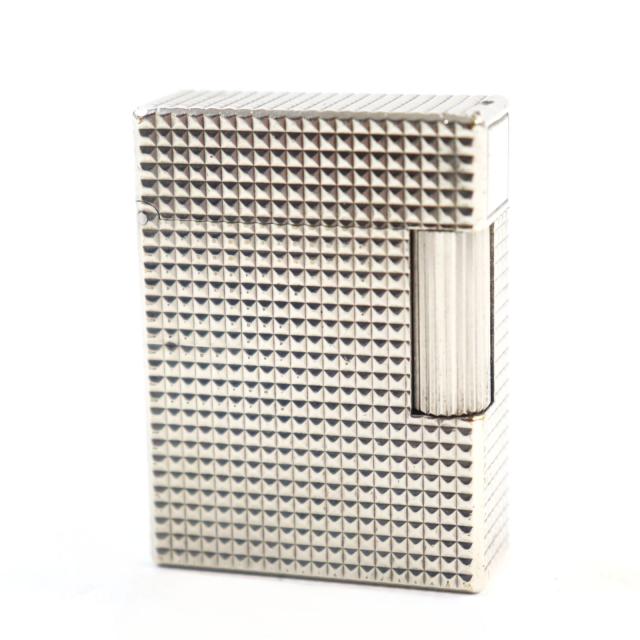 良品○Dupont デュポン ライン1 ショート ダイヤモンドヘッド  スクエア ローラー式 ライター シルバー フランス製 着火確認済みの通販は