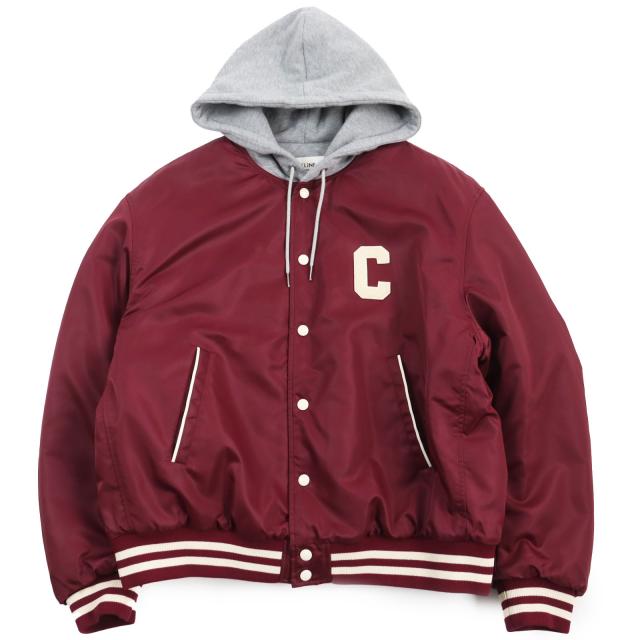 極美品●セリーヌ 定価374000円 23AW 2W15A227R テディジャケット 中綿・ロゴ入り フード付き オーバーサイズ ブルゾン　52 伊製 正規品