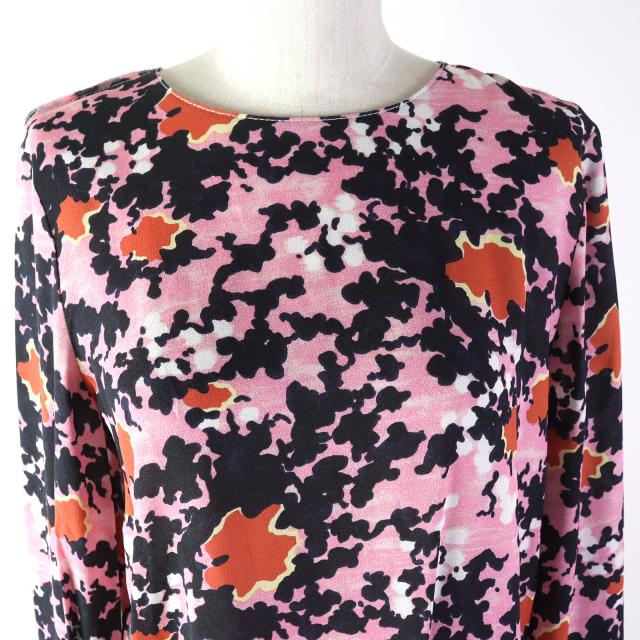 極美品△マルニ 2020年製 総柄 クルーネック 長袖 トップス