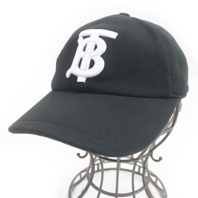 美品□BURBERRY バーバリー 8026899 コットン TBロゴエンブロイダリー 帽子 ベースボール キャップ ブラック M 箱付き 伊製 正規品の通販は