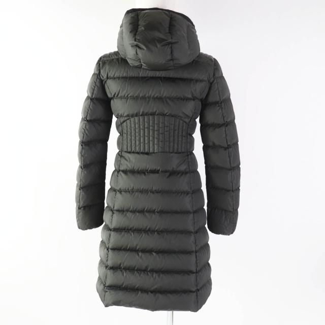 美品◎モンクレール TALEVE タレヴ フード付き ジップアップ レザー使い ダウンコート ダークカーキ 00 ハンガー・ガーメント付 正規品_3