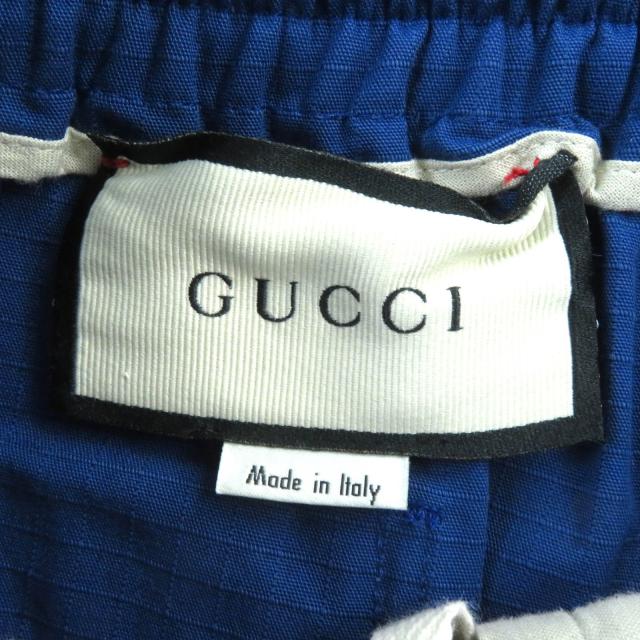 美品△GUCCI グッチ 625880 コットン ロゴプリント ストレート ロング イージー パンツ ブルー 46 イタリア製 正規品 メンズ オススメ◎_7