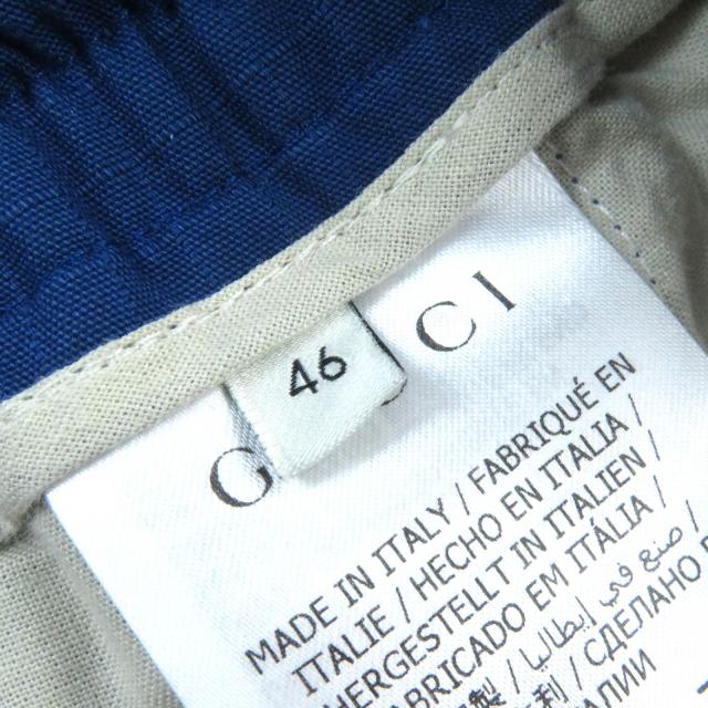 美品△GUCCI グッチ 625880 コットン ロゴプリント ストレート ロング イージー パンツ ブルー 46 イタリア製 正規品 メンズ オススメ◎_8