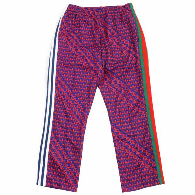 極美品●GUCCI グッチ adidas アディダス 22SS 692113 ダブルG トレフォイルロゴ ウェブライン トラックパンツ 紺 赤 XS 伊製 正規品