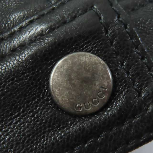 美品☆GUCCI グッチ 290487 ラムレザー ロゴボタン付 シングル