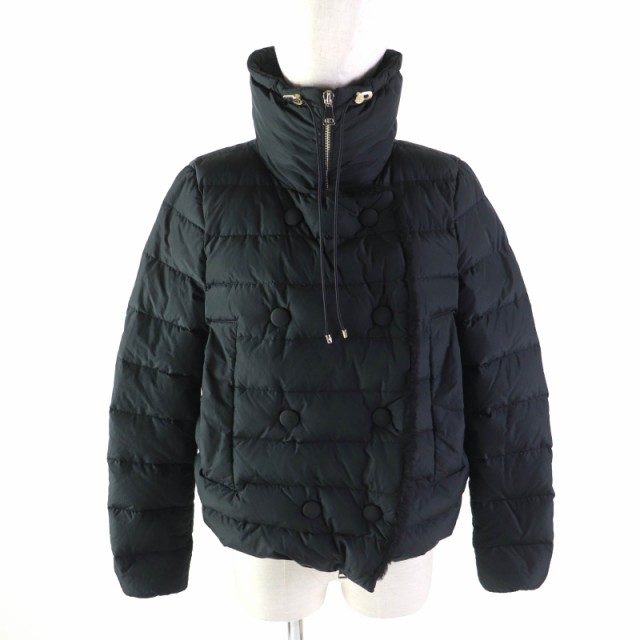 美品★MONCLER モンクレール VITIS ムートン使い スタンドカラー ZIP UP ダウンジャケット/アウター ブラック 0 正規品 レディース