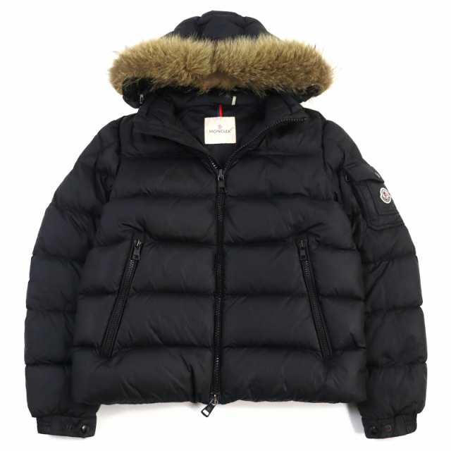 良品○モンクレール 19-20AW MARQUE ロゴワッペン付き フーデッド ダブルジップ ダウンジャケット ブラック 2 正規品 メンズ