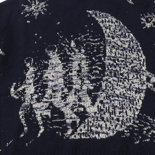 美品◎クリスチャンディオール 7H24553AM103 カシミヤ100％ ランウェイ着 月星座 ラメ入り ハイネック 長袖ニット 紺 金 42 伊製 正規品 00011587-4.jpg