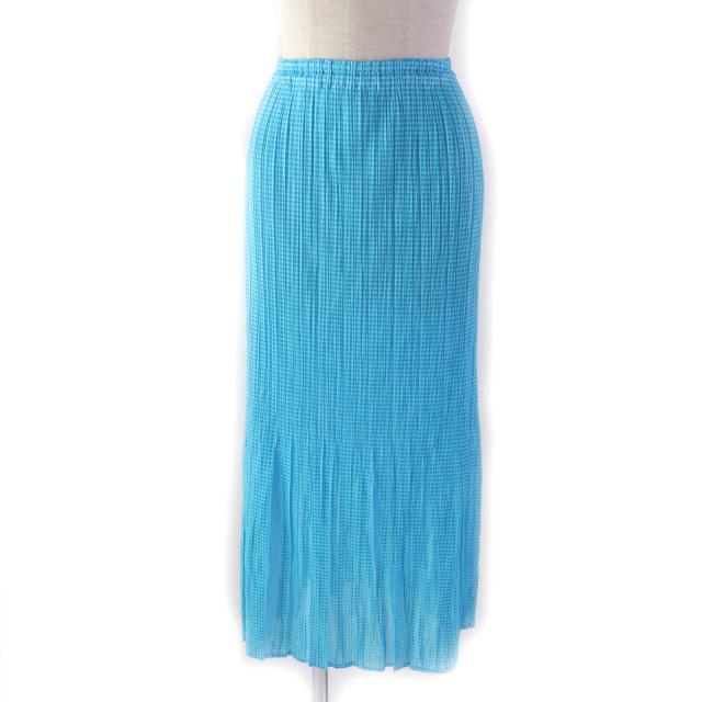イッセイミヤケチェック柄ロングスカート PLEASE PLEATS ISSEY イッセイミヤケチェック柄ロングスカート GEAR コットン混シワ加工ドット