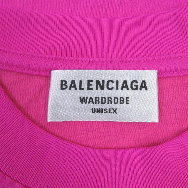 未使用品□BALENCIAGA バレンシアガ 22SS 612965 ロゴエンブロイダリー クルーネック 半袖Ｔシャツ ショッキングピンク S 正規品 メンズ_4