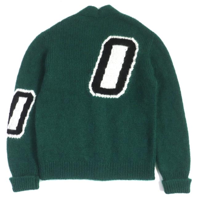 極美品▼ルイヴィトン 22AW グラフィック モヘア ロゴ金具 オーバーサイズ ニット カーディガン グリーン S イタリア製 正規品 メンズ