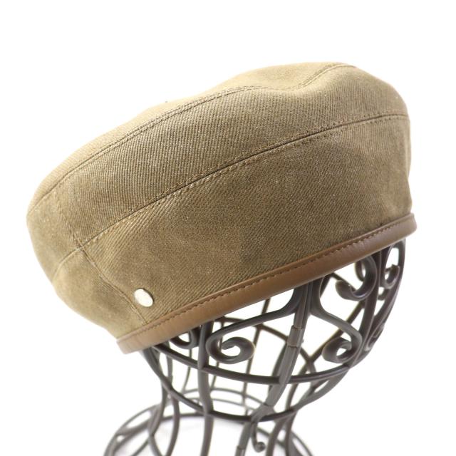 極美品★HERMES エルメス 22年製 裏地シルク混 セリエボタン付 レザー使い ベレー帽/帽子 ブラウン 57 イタリア製 正規品 レディースの通販は 26,554円