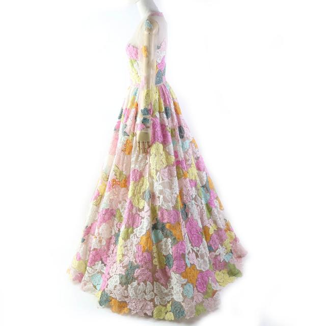 【ドンドン見直し】美品△VALENTINO ヴァレンティノ フラワーレースデザイン 長袖 チュール ドレス 38 伊製 正規品 レディース_1