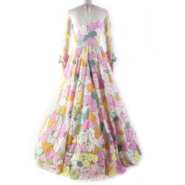 【ドンドン見直し】美品△VALENTINO ヴァレンティノ フラワーレースデザイン 長袖 チュール ドレス 38 伊製 正規品 レディース_2