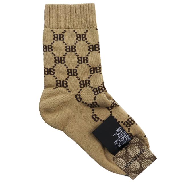 未使用品●BALENCIAGA バレンシアガ GUCCI グッチ 2022年製 681520 TENNIS SOCKS BBロゴ 靴下 ソックス ブラウン S(18〜20cm) 正規品の通販は 8,514円