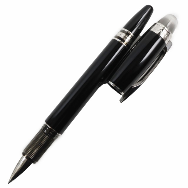 極美品●MONTBLANC モンブラン 35754 スターウォーカー キャップ式 ホワイトスター ボールペン ブラック シルバー ケース付き 筆記確認済