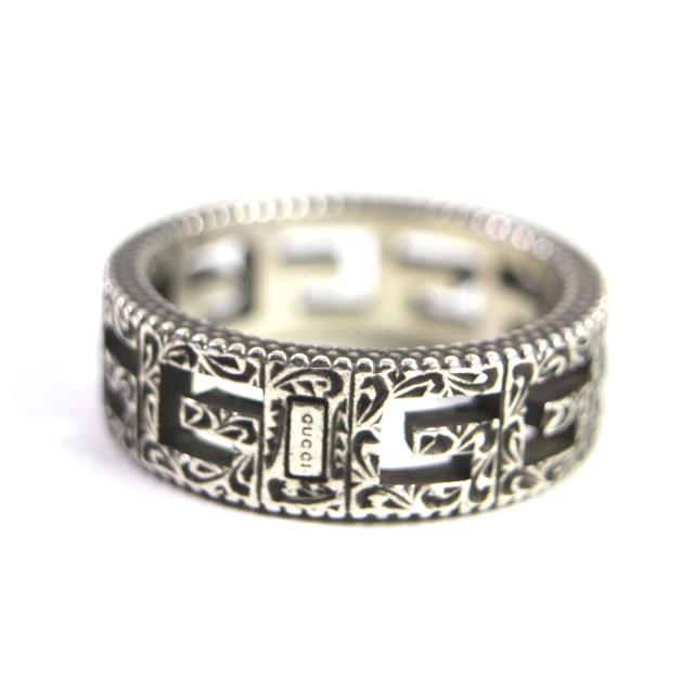美品▼GUCCI グッチ 576993 スクエアG アラベスク AG925 エイジング加工 リング・指輪 シルバー 12 箱付き イタリア製 重量5.1g メンズの通販は
